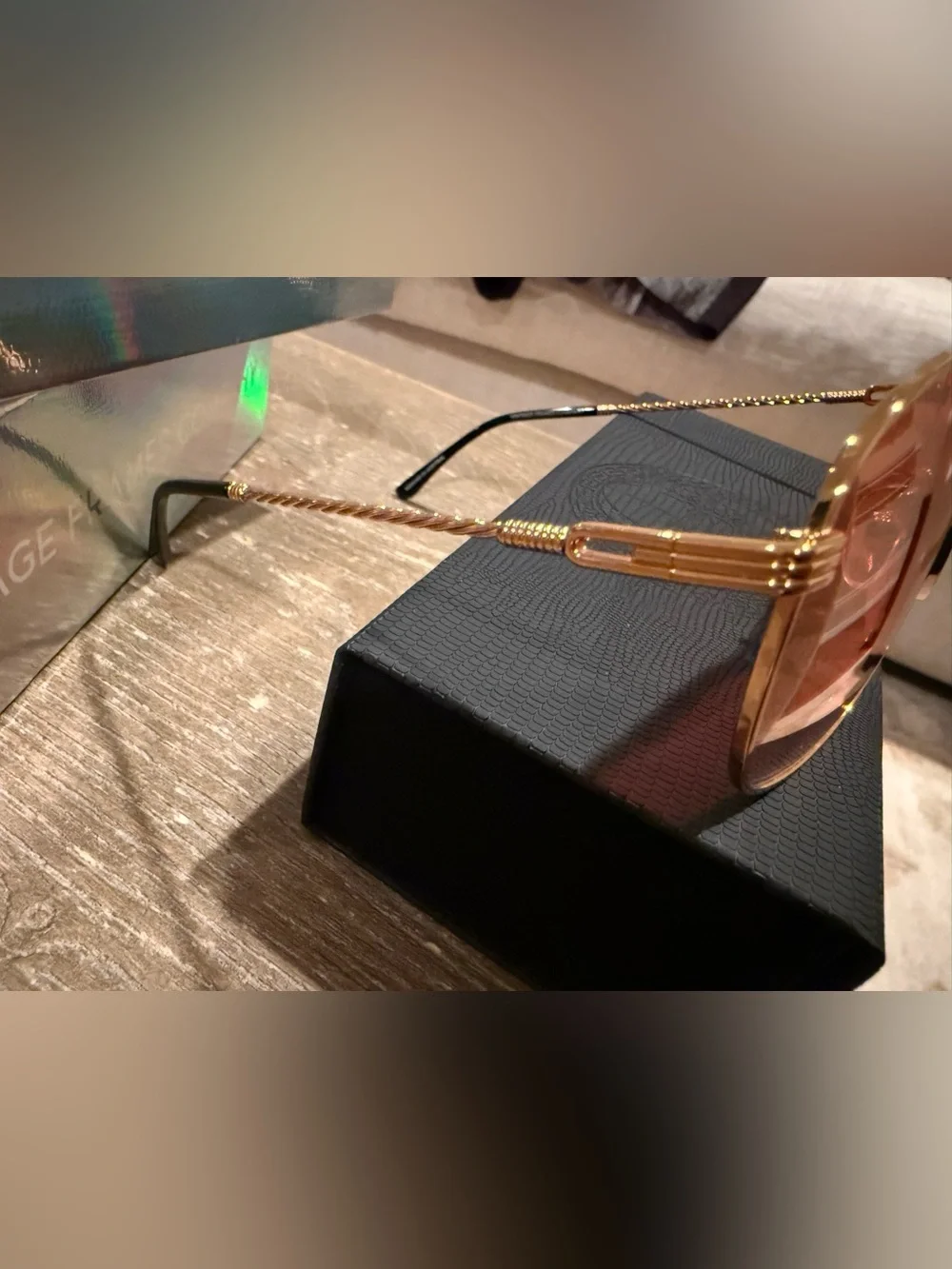 Vintage Frames Company Gold Frame Sunglasses with Red Gradient Lenses (NWOT)